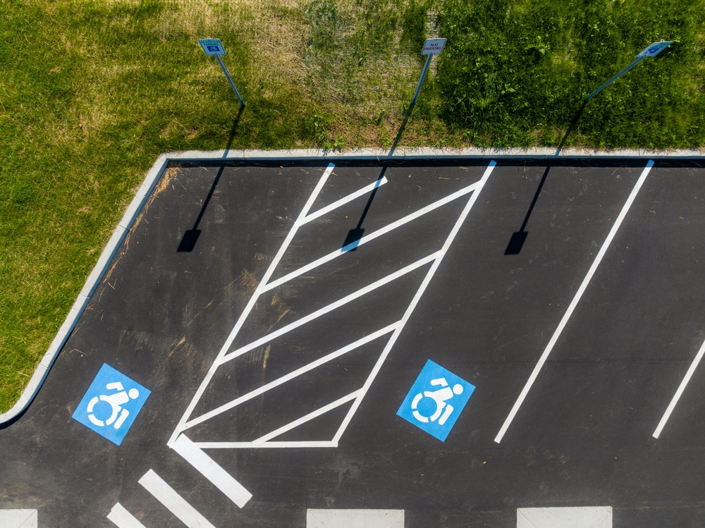 Aerial,Image,Looking,Straight,Down,Over,Two,Handicap,,Ada,,Parking